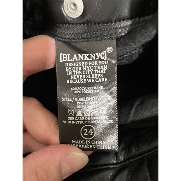 NWT $98 BlankNYC SUSPICIOUS MIND PANT Faux Leather Black High Waisted Size 24 - Picture 4 of 9